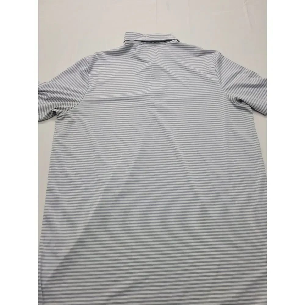 RLX Ralph Lauren Golf Polo Shirt Men’s Size Large SS White Gray Striped Wicking